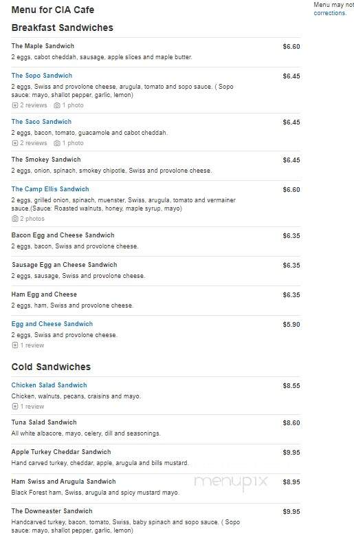 CIA Cafe - South Portland, ME menu_pic