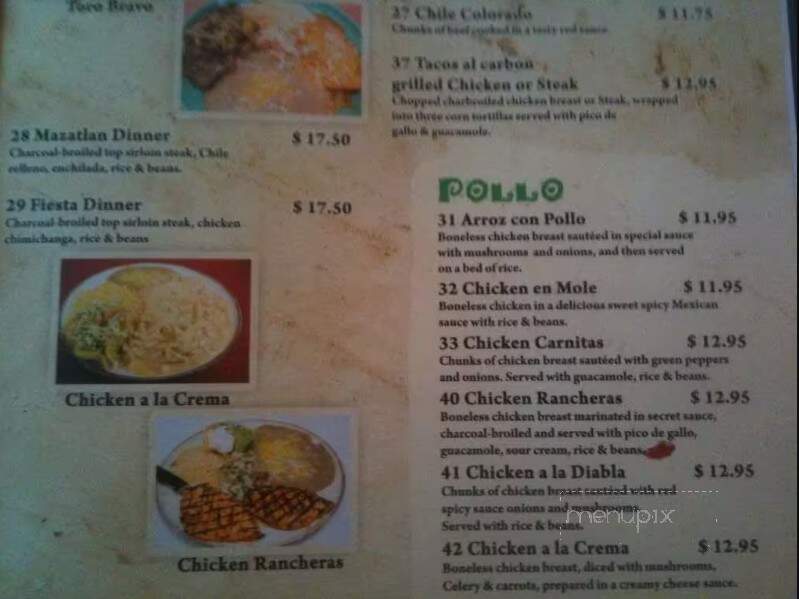 Mazatlan Mexican Restaurant - Prineville, OR menu_pic