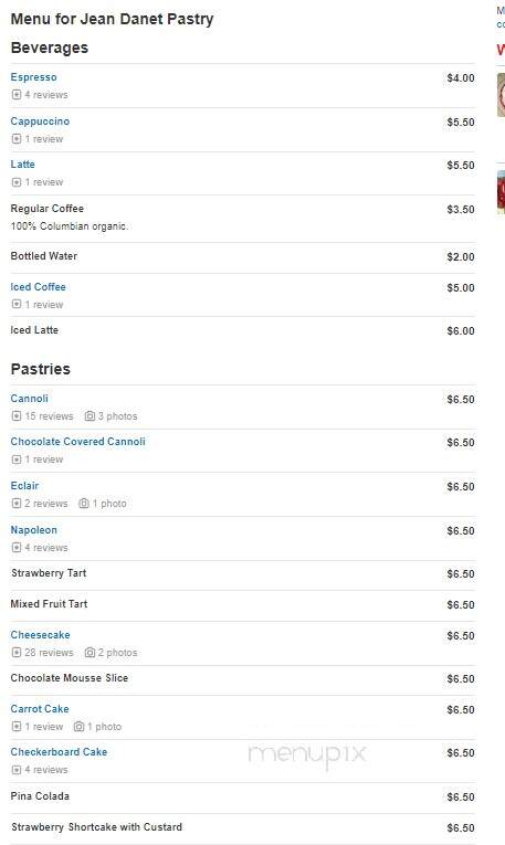 Jean Danet Pastry - Brooklyn, NY menu_pic