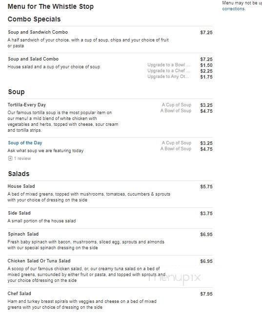 The Whistle Stop - Islamorada, FL menu_pic