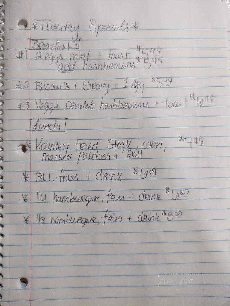 Kountry Kitchen - Albion, IN menu_pic