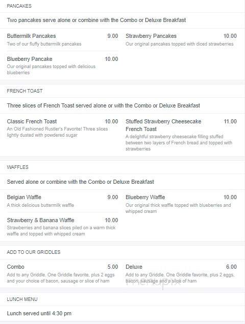 Clarke's Restaurant - Tropic, UT menu_pic