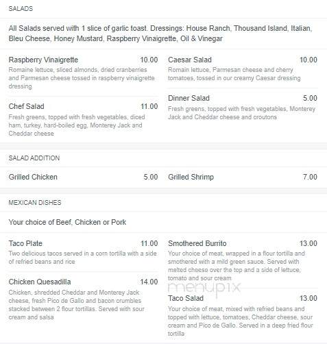 Clarke's Restaurant - Tropic, UT menu_pic
