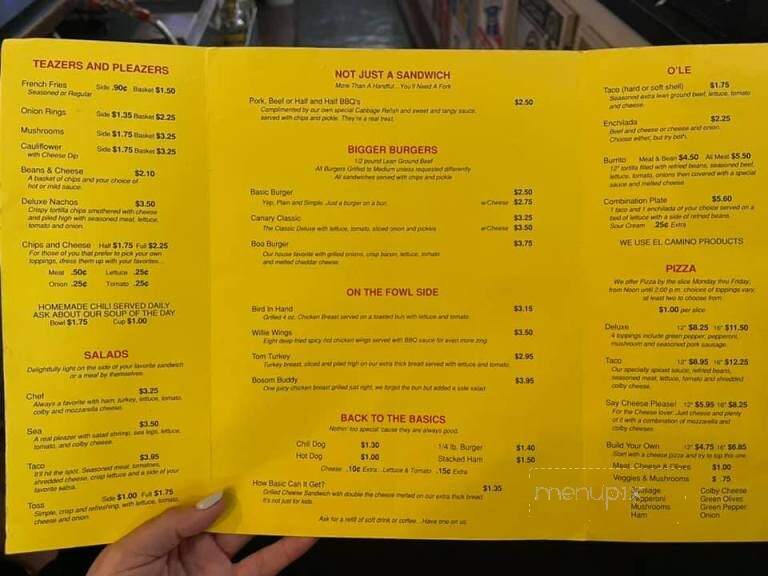 Canary Inn - Muskegon, MI menu_pic