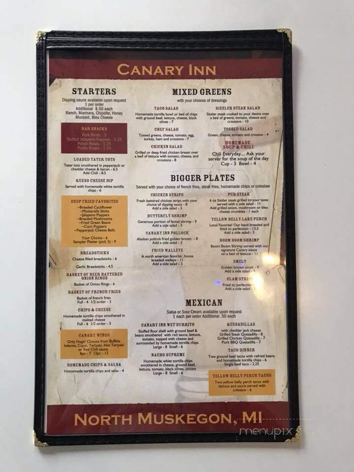 Canary Inn - Muskegon, MI menu_pic