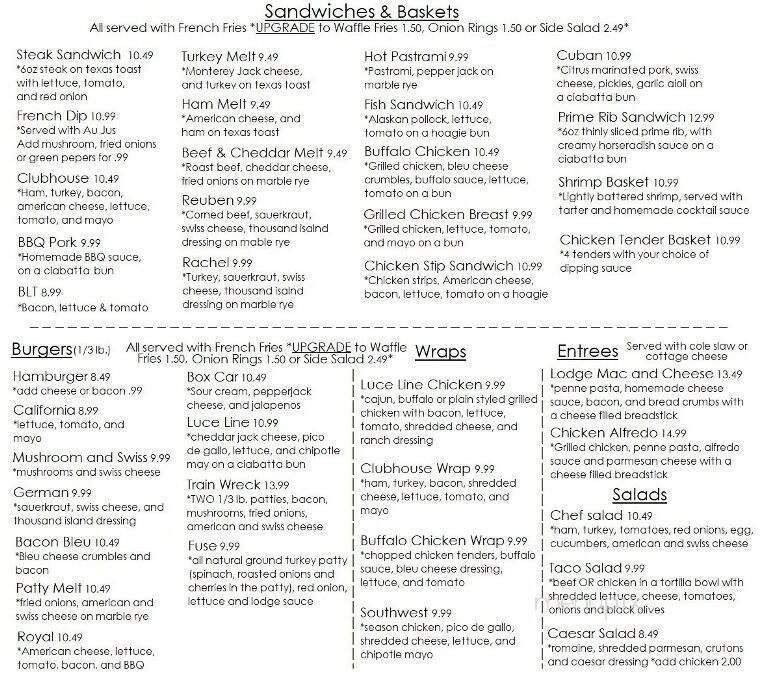 Luce Line Lodge Bar and Grill - Watertown, MN menu_pic