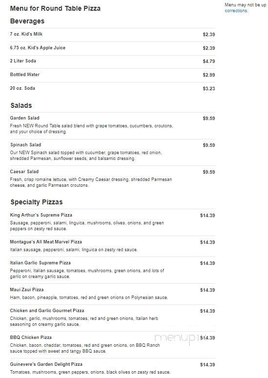 Round Table Pizza - Keizer, OR menu_pic