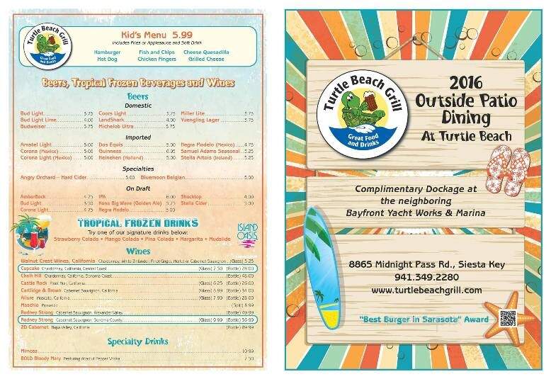Turtle Beach Pub Restaurant - Sarasota, FL menu_pic