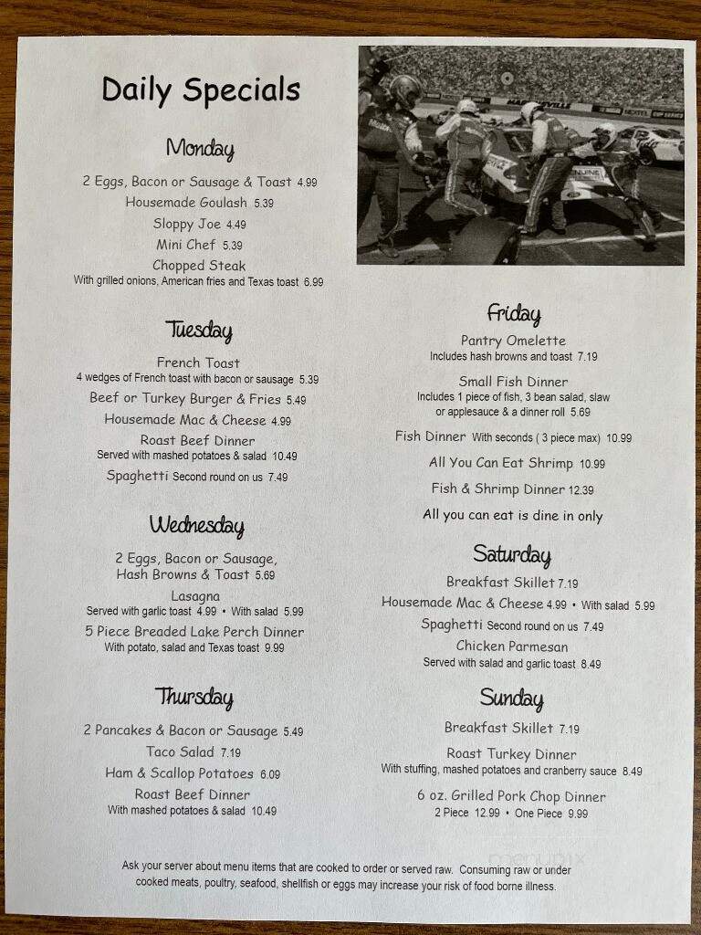 Finish Line Family Restaurant - Hillsdale, MI menu_pic