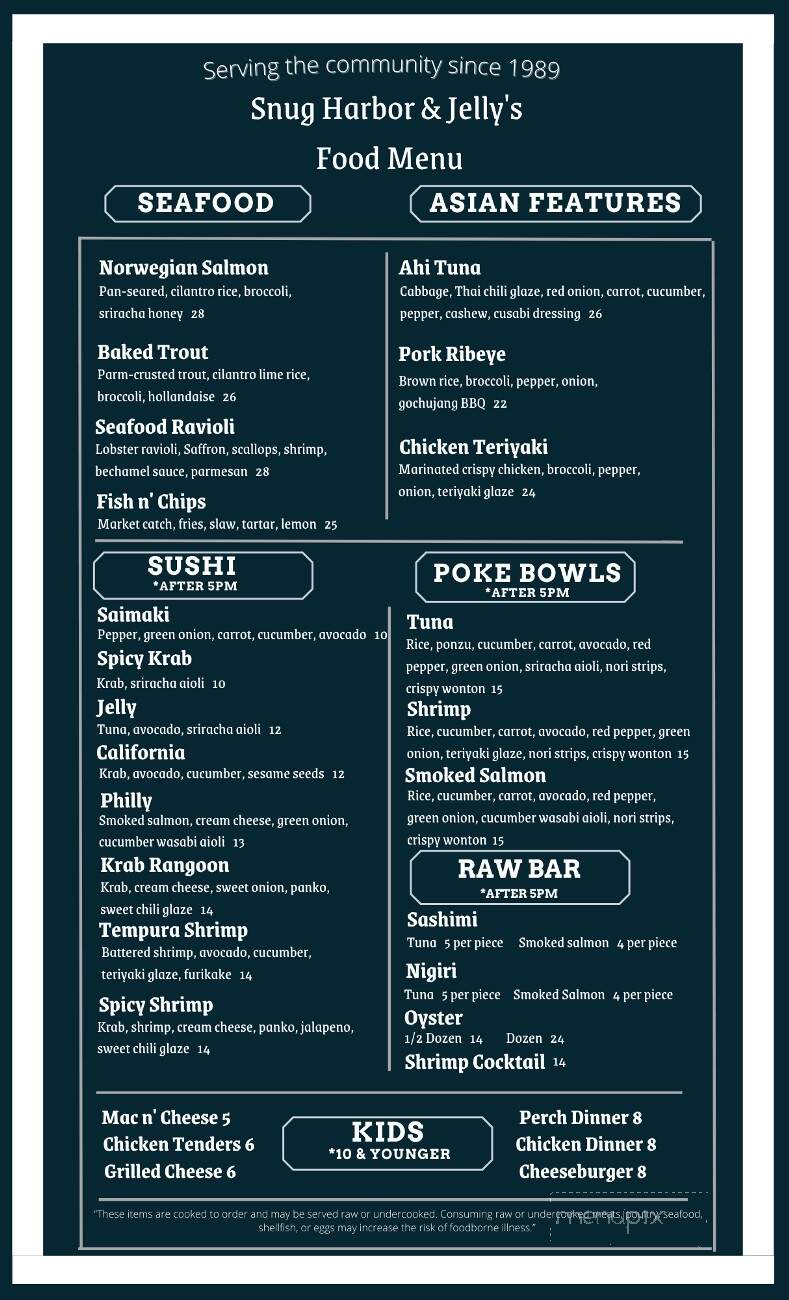Snug Harbor - Grand Haven, MI menu_pic
