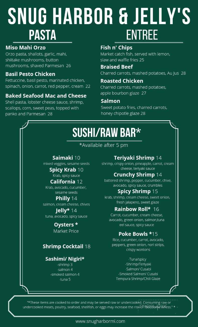 Snug Harbor - Grand Haven, MI menu_pic