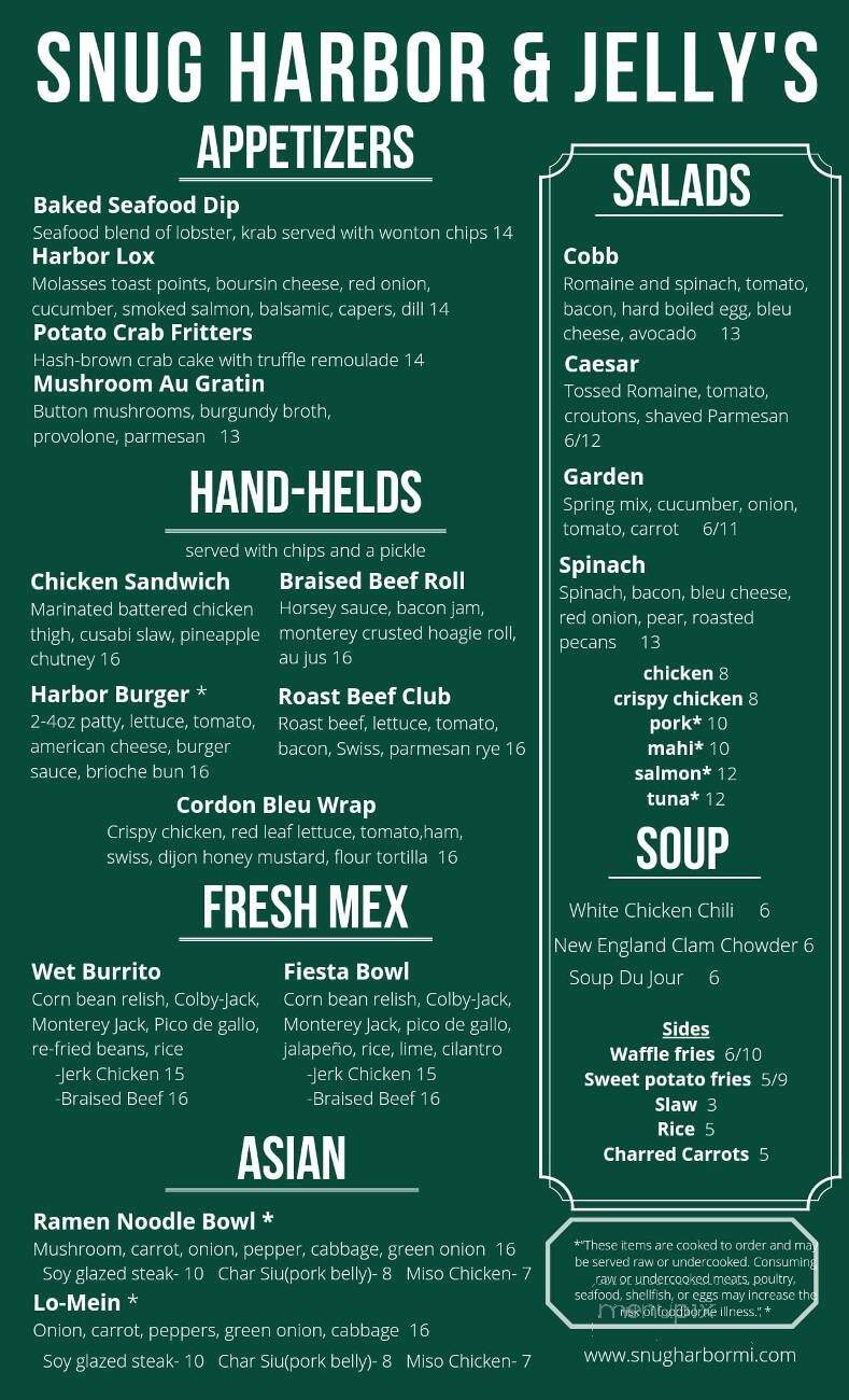 Snug Harbor - Grand Haven, MI menu_pic