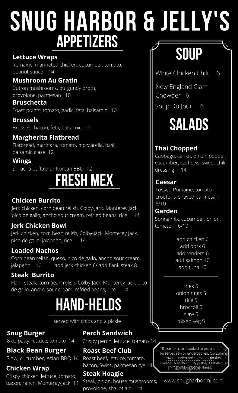 Snug Harbor - Grand Haven, MI menu_pic