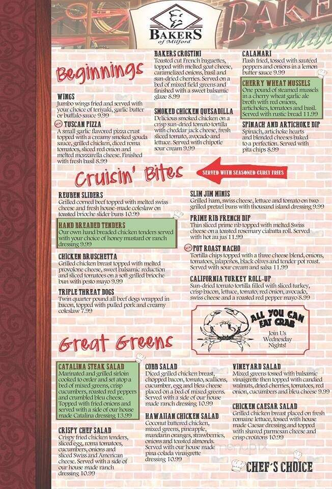 Bakers Of Milford Restaurant - Milford, MI menu_pic