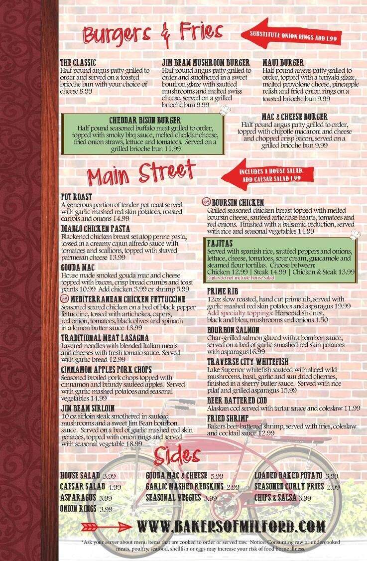 Bakers Of Milford Restaurant - Milford, MI menu_pic