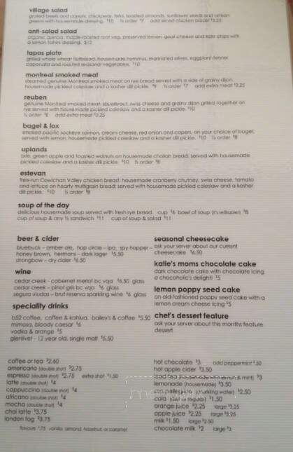 The Village Restaurant - Oak Bay, BC menu_pic