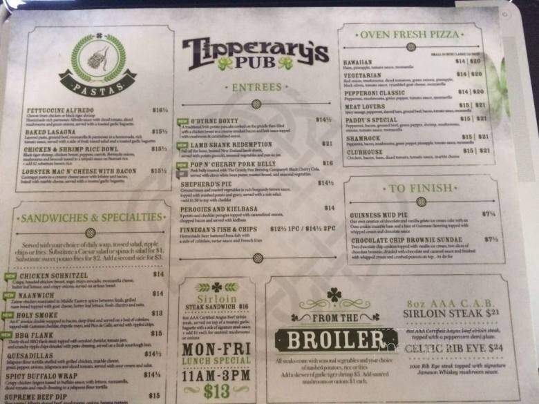 Tipperary's Pub - Calgary, AB menu_pic