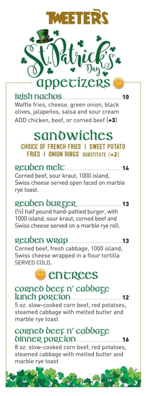 Tweeter's Bar & Grill - Okoboji, IA menu_pic