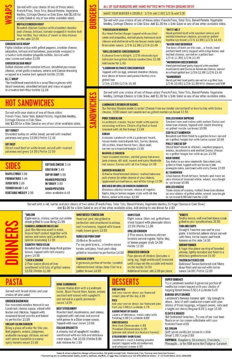 Landmark Restaurant - Williamsburg, IA menu_pic