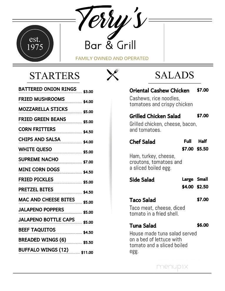 Terry's Bar & Grill - Topeka, KS menu_pic