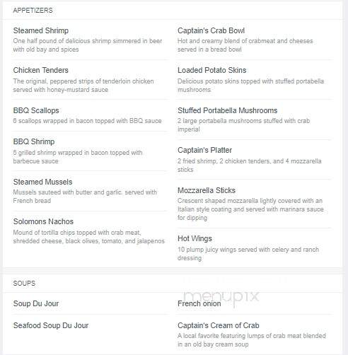 Captain's Table - Solomons, MD menu_pic