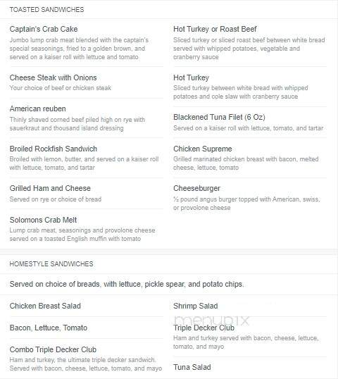 Captain's Table - Solomons, MD menu_pic