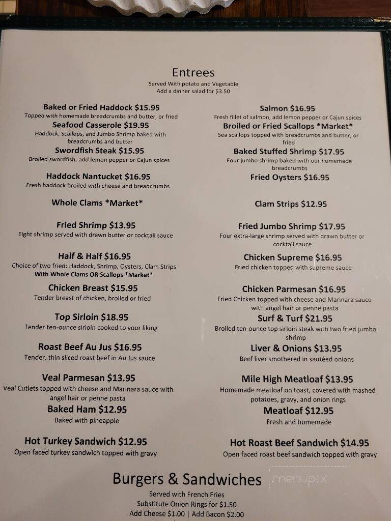 Ye Olde Standish Grille - East Bridgewater, MA menu_pic