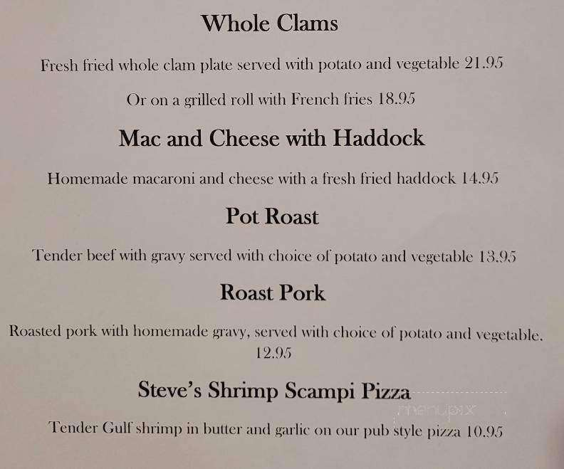 Ye Olde Standish Grille - East Bridgewater, MA menu_pic