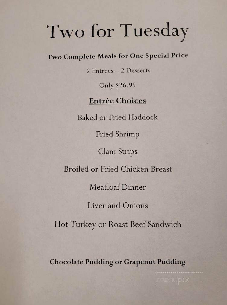 Ye Olde Standish Grille - East Bridgewater, MA menu_pic