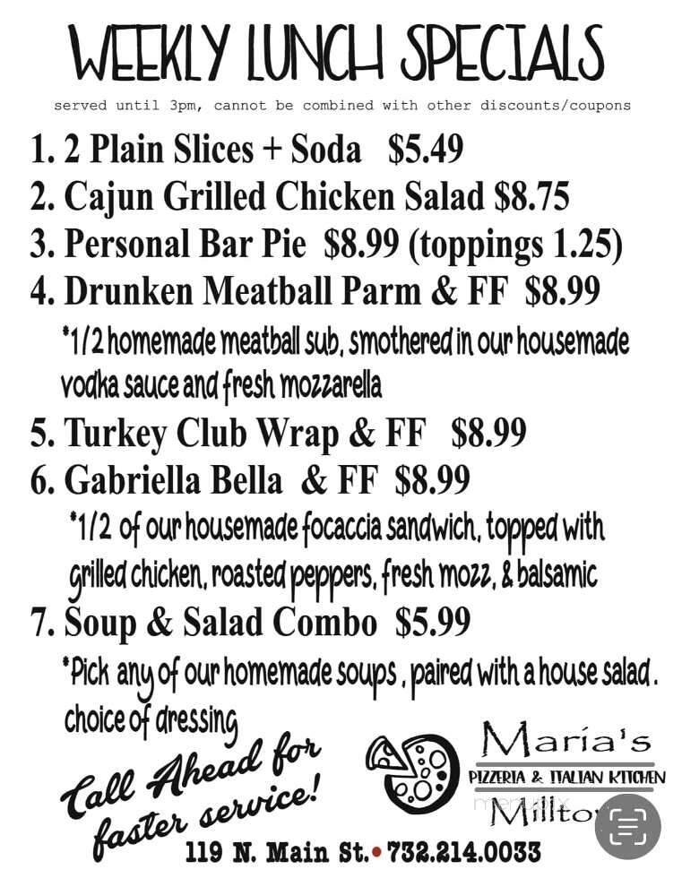 Maria's Pizza & Subs - Milltown, NJ