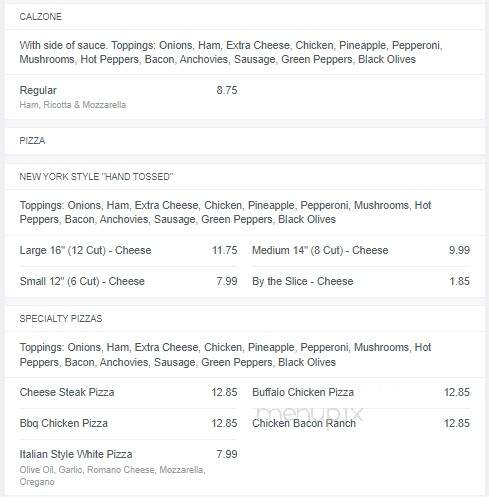 Pizza Town - Punxsutawney, PA menu_pic
