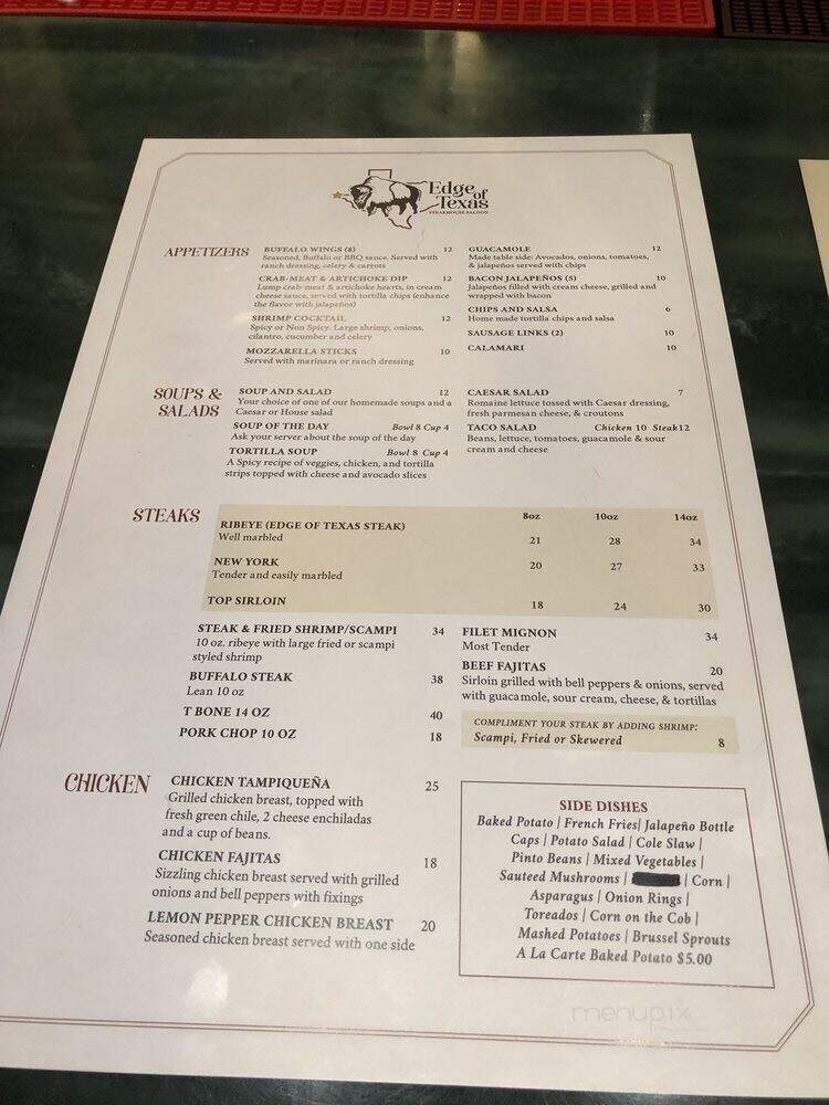 Edge Of Texas Steakhouse - El Paso, TX menu_pic