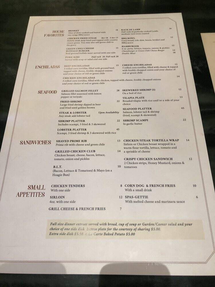 Edge Of Texas Steakhouse - El Paso, TX menu_pic