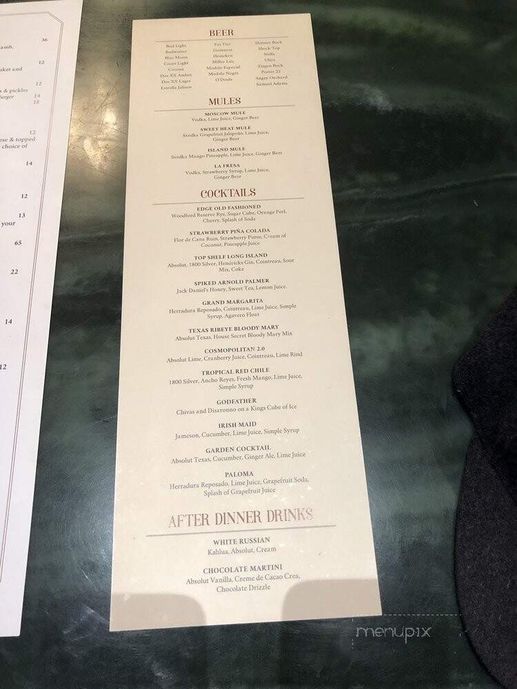 Edge Of Texas Steakhouse - El Paso, TX menu_pic