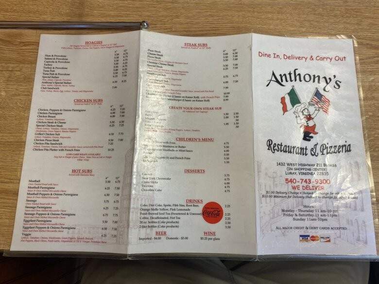 Anthony's Pizza Xii - Luray, VA