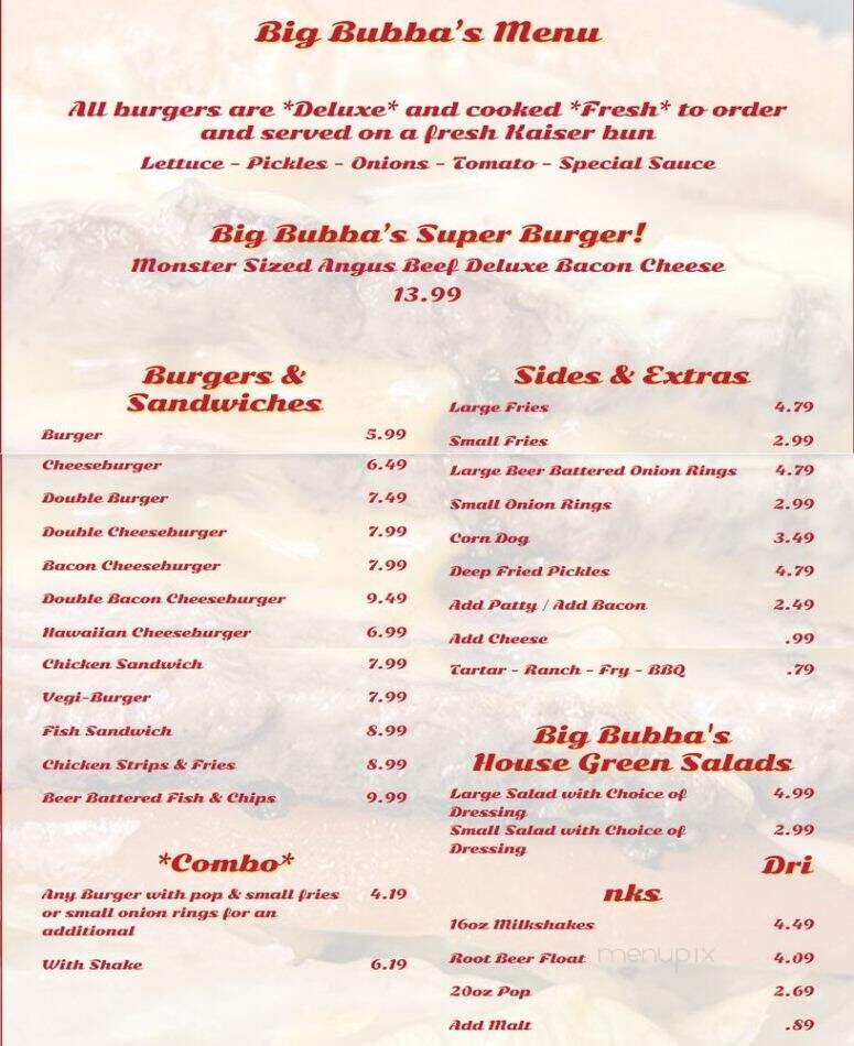Big Bubba's Burgers - Allyn, WA menu_pic
