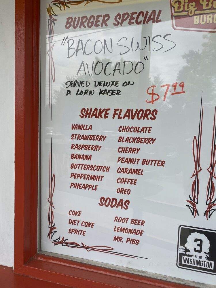 Big Bubba's Burgers - Allyn, WA menu_pic