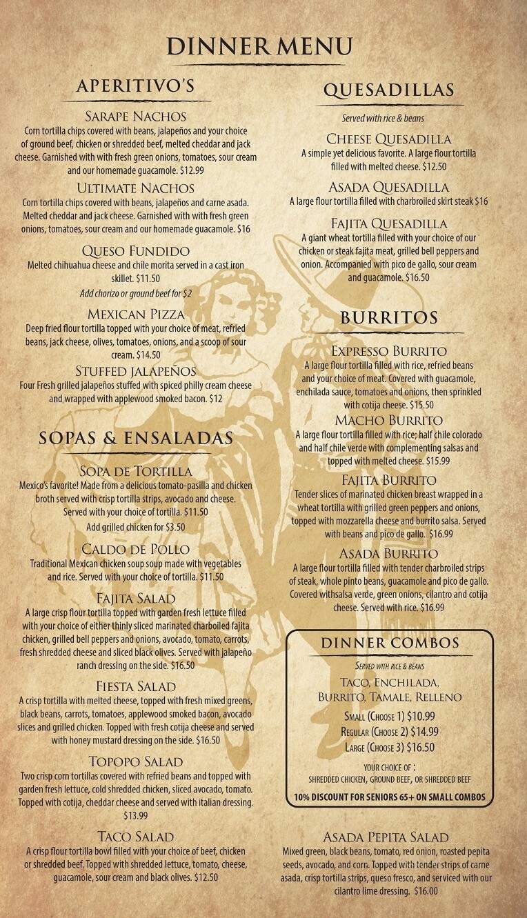 El Sarape Mexican Restaurant - Shelton, WA menu_pic