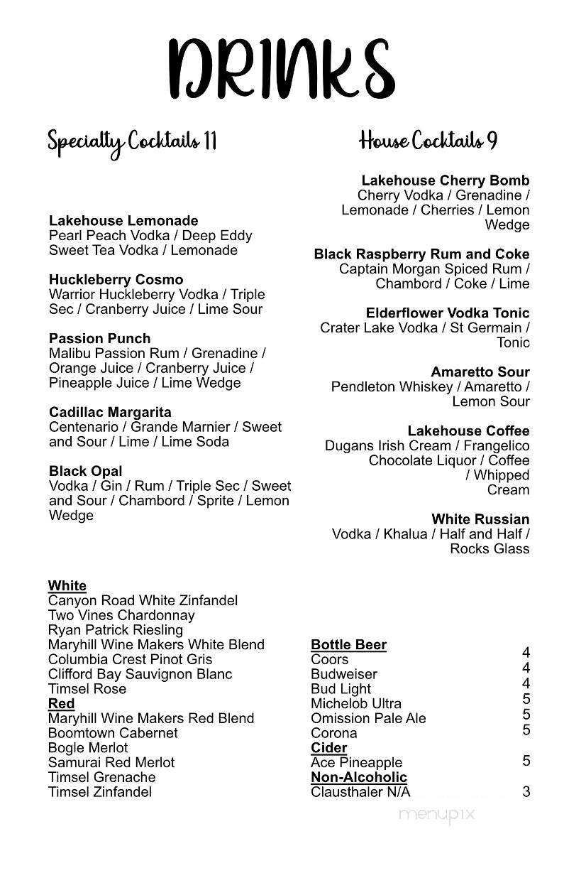 Fargher Lake Inn - Yacolt, WA menu_pic