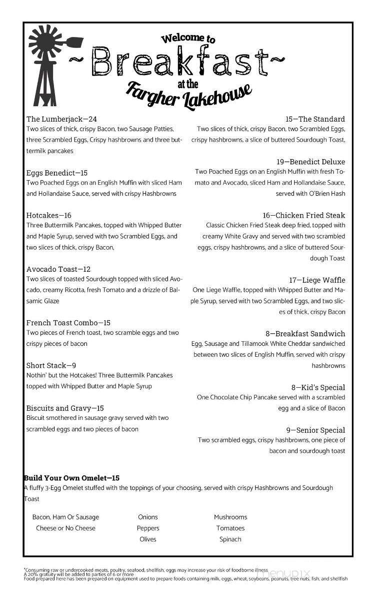 Fargher Lake Inn - Yacolt, WA menu_pic
