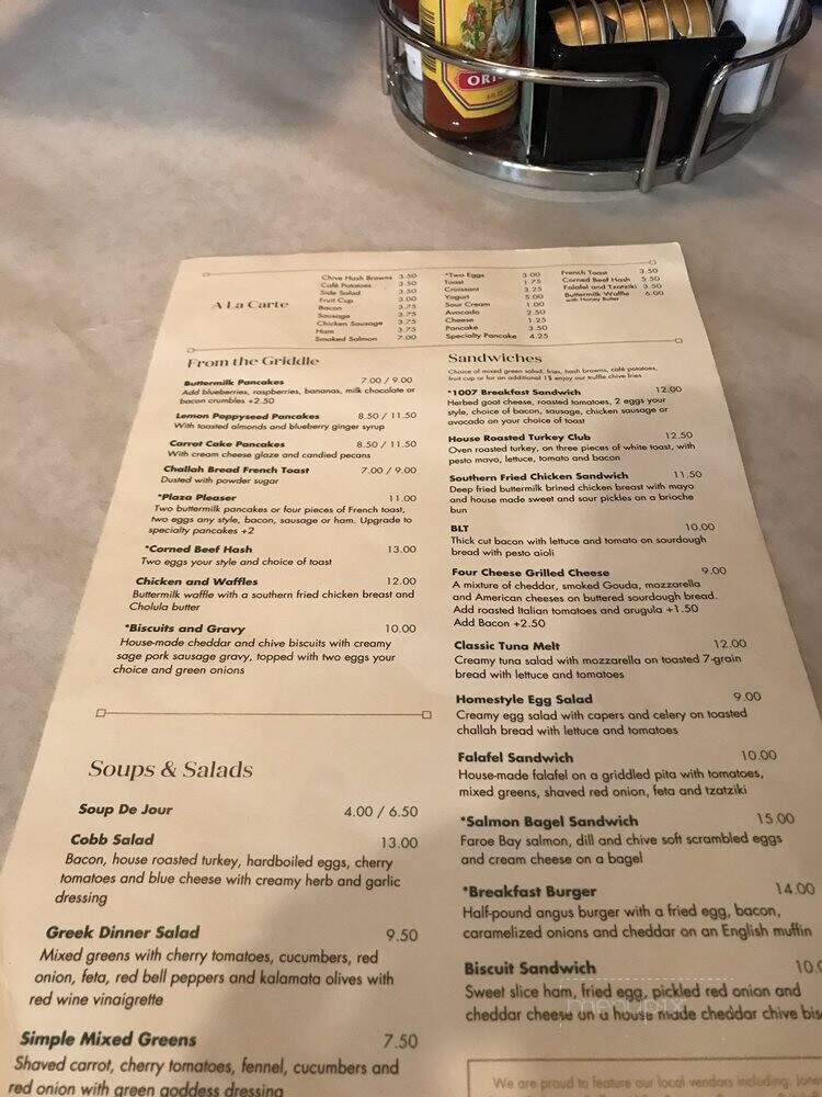 Cafe At The Plaza - Milwaukee, WI menu_pic
