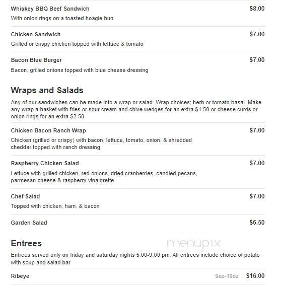 Castle Rock Inn - Muscoda, WI menu_pic