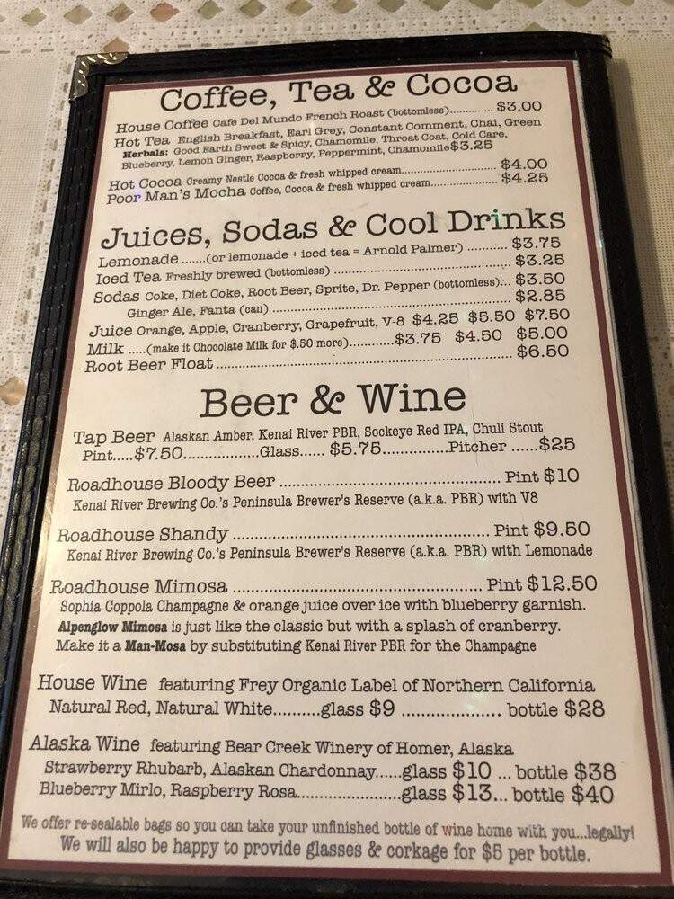 Talkeetna Roadhouse - Talkeetna, AK menu_pic