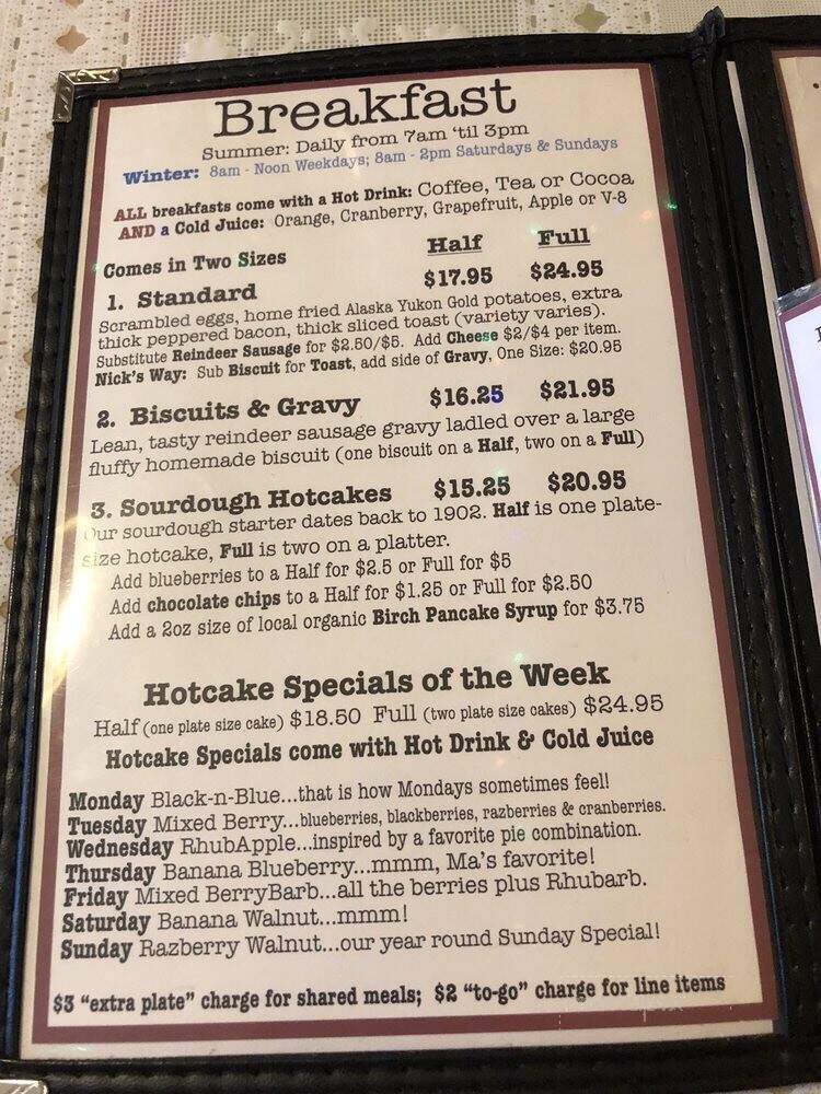 Talkeetna Roadhouse - Talkeetna, AK menu_pic