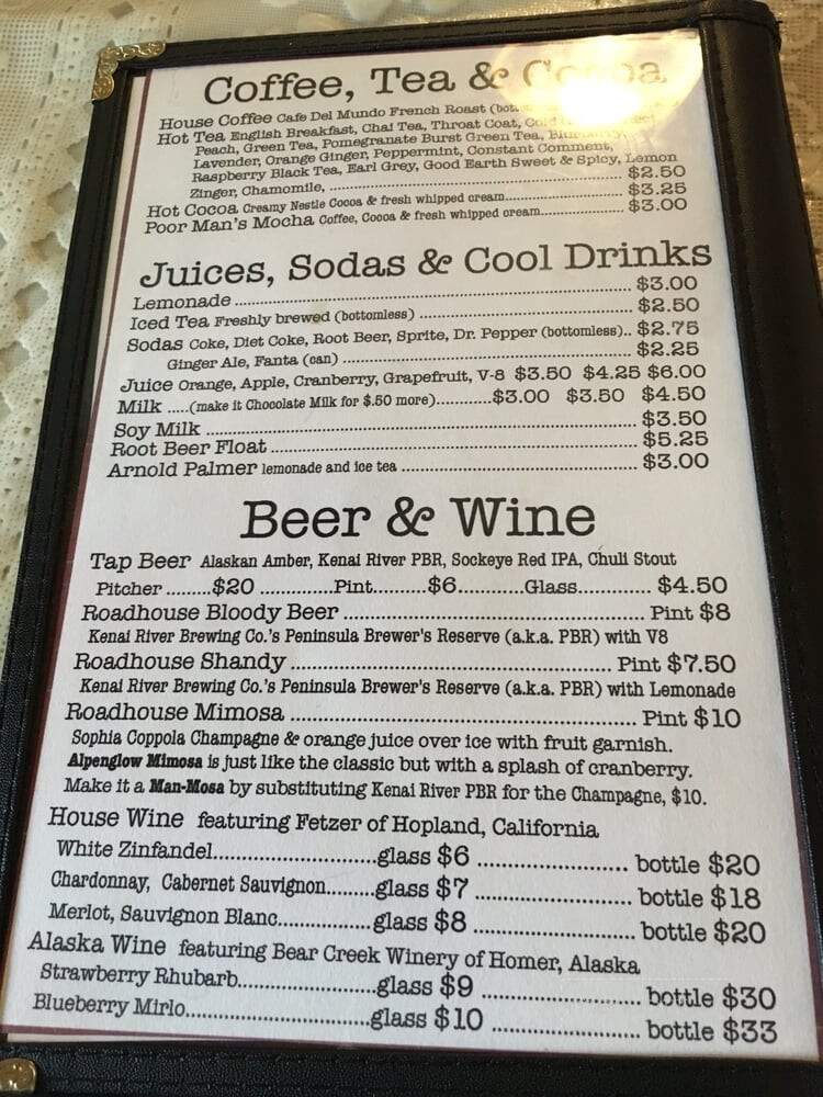Talkeetna Roadhouse - Talkeetna, AK menu_pic