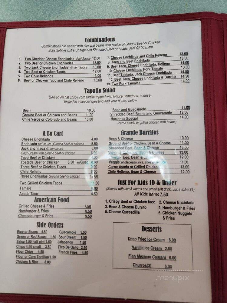 La Hacienda Restaurant - Angels Camp, CA menu_pic