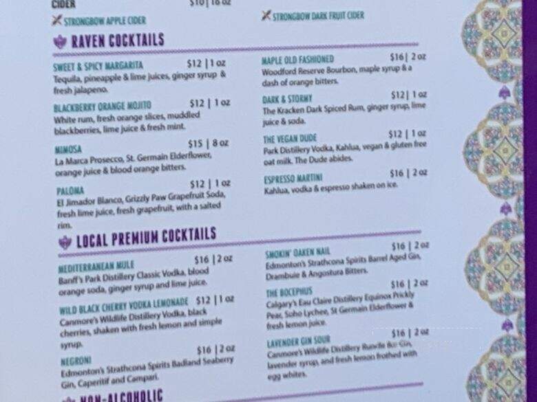The Raven Bistro - Jasper, AB menu_pic