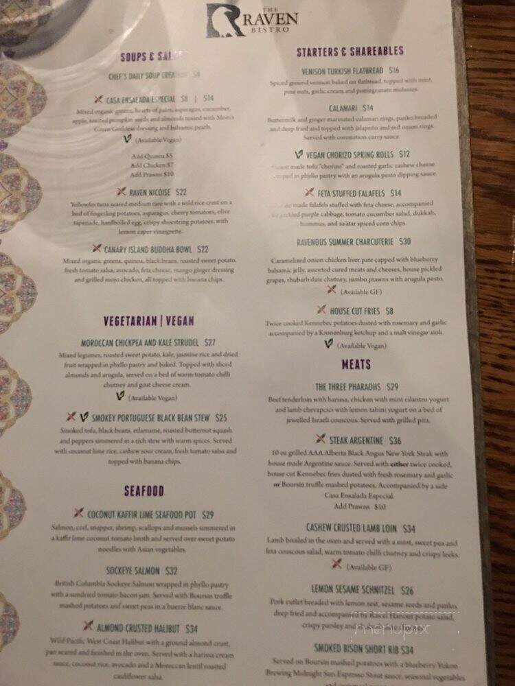 The Raven Bistro - Jasper, AB menu_pic