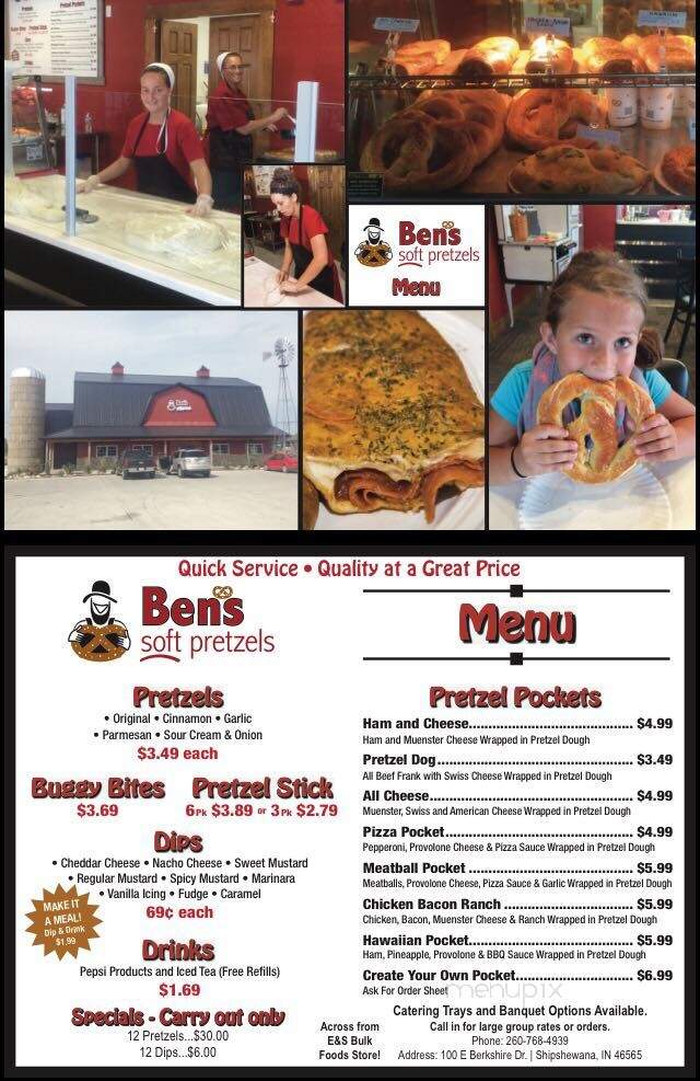 Ben's Soft Pretzels - Shipshewana, IN menu_pic