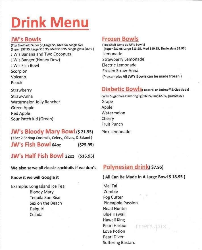 Jw's Pub - Coventry, RI menu_pic